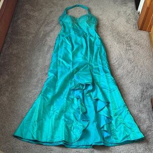 Cire Teal Halter Gown SIZE 12